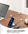 Magnetic Cable Clip Organizer Pack for Car Desk Nightstand and Wall Mount Adhesive Cord Holder Keeps USB Cables and Chargers Neat No Mess 0.3 Inch Slot Fits Most Cables Wire Keeper For Home Office on desk with phone charging