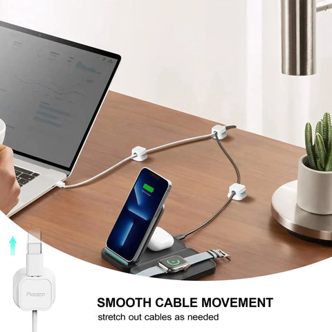 Magnetic Cable Clip Organizer Pack for Car Desk Nightstand and Wall Mount Adhesive Cord Holder Keeps USB Cables and Chargers Neat No Mess 0.3 Inch Slot Fits Most Cables Wire Keeper For Home Office on desk with phone charging