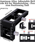 2-in-1 Auto Centering Dowel Drilling Jig With 8 Drill Bushings 3-10mm, showcasing adjustable aluminum drill guide tool design.