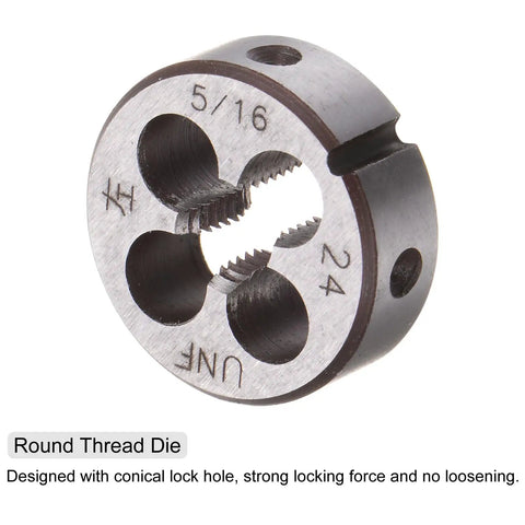 Round die 5/16-24 UNF from Tap And Die Set For Left Hand Threads 5/16-24 UNF With Heavy Duty Tap And Die Tools kit