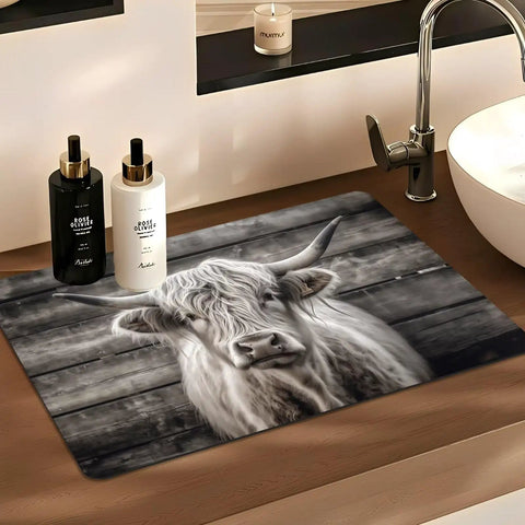 Absorbent Coffee Machine Mat for Kitchen Countertop 11.8 by 17.7 Inches Non Slip Drain Mat with grip top under bottles and faucet