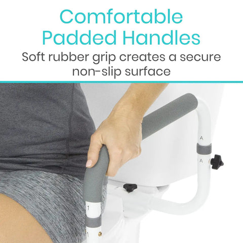 Toilet Safety Rail With Adjustable Grab Bar, Compact Support Frame, Padded Handrail, Easy Install For Seniors And Elderly, Helps With Sit Stand, Supports Up To 300 Lbs, Great For Arthritis And Handicap Bathrooms