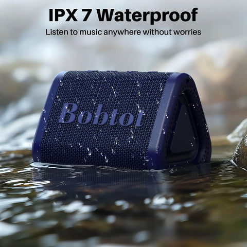 Portable Bluetooth Shower Speaker Waterproof IPX7 With Loud Stereo Sound And Bass, 15 Hours Playtime, TWS Pairing For Party Camping And Travel, Compact Yet Loud Blue immersed in water showing IPX7 waterproof feature.