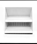Front view of 12x12 Inch Aluminum Exterior Gable Louver Vent for Walls and Crawlspace, white finish with screen mesh and louvers