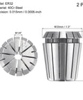 ER32 Spring Collet One Quarter Inch Chuck for CNC Engraving Machines Milling Lathes Tooling Workhorse 2 Pack Heavy Duty Steel Precision Fit High Speed Machining, showing precise dimensions and construction.
