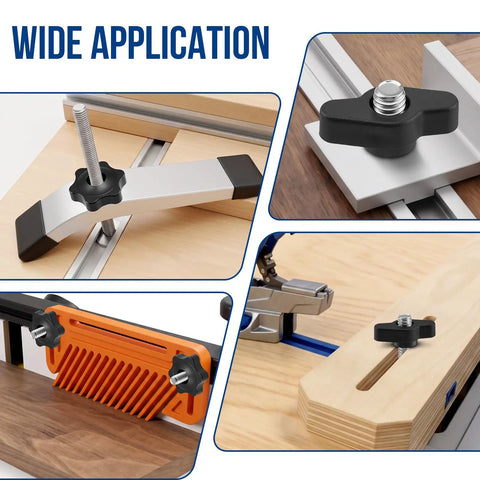 1/4-20 T Track Bolts And Knobs Kit, 45-Piece Hardware Set With Star Knobs And Thumb Knobs, Washers For Woodworking Jigs And Fixtures, Pro Grade All-In-One Kit For 1 In, 1-1/2 In, 2-1/2 In T Track Systems on wood jigs