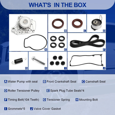 Image of Honda Civic Timing Belt Kit With Water Pump And Gaskets Including Valve Cover Gasket for 2001 to 2005 1.7L VTEC D17A 16V