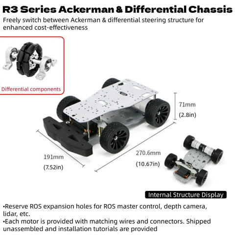 4WD Robotic Car Chassis Kit With Aluminum Alloy Frame Hall Encoder Ackerman And Differential Drive RC Tank Style System