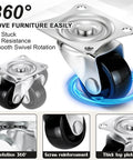Heavy Duty 24 Piece One Inch Swivel Caster Wheels With 360 Degree Rotation For Office Furniture And Storage Carts close-up of wheel with black polypropylene roller and metal top plate