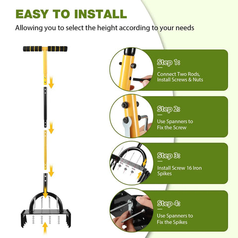 Assembly steps for 2 In 1 Lawn Aerator Manual Core Aerator With 24 Spikes For Lawn Ventilation And Soil Loosening