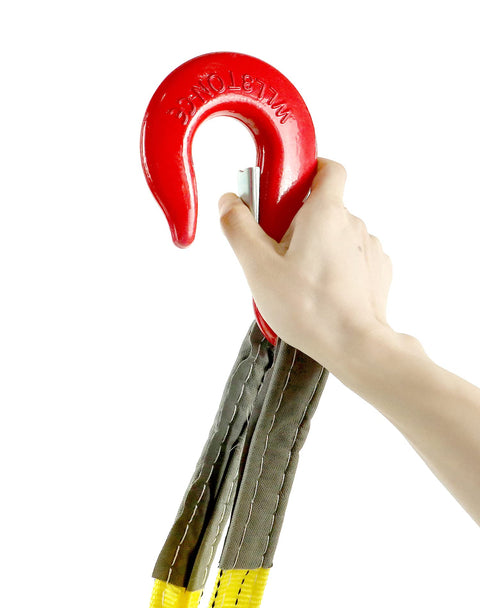 Heavy Duty Two Leg Bridle Web Sling With 4.92 Foot Length And 13227 Lb Capacity for Safe Lifting shown with red hook