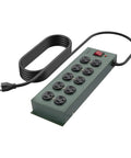 Power Strip Surge Protector With Ten Outlets And A 15 Foot Heavy Duty Metal Extension Cord Wall Mount Ready