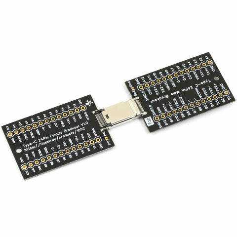 USB Type C Breakout Board with 24 Pin Male and Female Plugs Gold Plated PCB for easy USB C port replacement and no soldering hassles