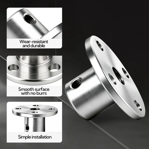 8 Pack 5mm Rigid Flange Couplings for Motor Shafts, DIY Model Building, Easy Install with Screws and Wrench Kit, Durable Steel Flange Shaft Connectors for Robotic Projects and Handmade Creations, steel flange coupling close-up