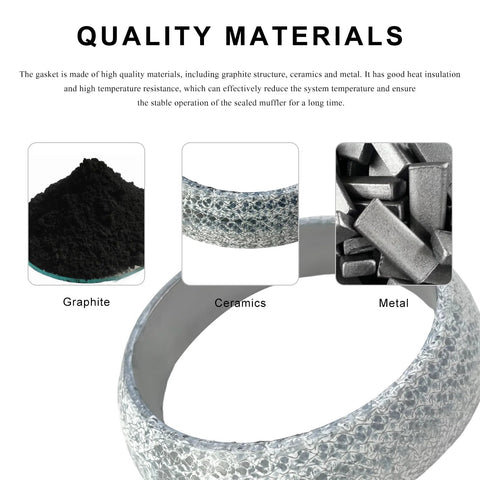 65mm car exhaust gasket donut ring; graphite, ceramics and metal components shown for universal SUV, truck, RV