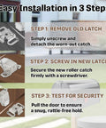 Easy installation guide for 10 Pack Mailbox Replacement Roller Catch Latches with Screws for Door and Cabinet Repairs kit.