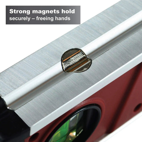 Digital Torpedo Level With Protractor 10 Inch Neodymium Magnets Bright Green LED Display With 0.475 Inch Digits IP54 Dust And Water Resistant Red Built For The Jobsite Rugged I Beam Aluminum Frame With Auto Inverting Screen