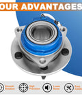 Pair Front Wheel Hub Bearing Assemblies 513121 Fits Chevy Impala 2000-2013, shown from top with blue sealing and ABS features.