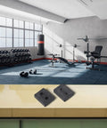 10 Pack Rubber Shock Absorbing Pads for Fitness Equipment Anti Slip Feet Bumpers with Holes, Black, in gym setting