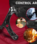 Complete Front Lower Control Arm Kit With Ball Joints Sway Bar Links Tie Rods Boots Replaces CMS70180 70181 K80478 ES80666 For Dodge Ram black steel control arm