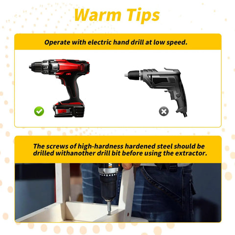 Instruction for using 33 Piece Screw Extractor And Bolt Remover Kit With HSS Drill Bits Magnetic Extension Bit Holder