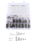 Must-Have M2 M3 M4 Stainless Steel Screw Nut And Washer Kit 1080 Piece Set with organized hex screws and nuts in clear storage case.
