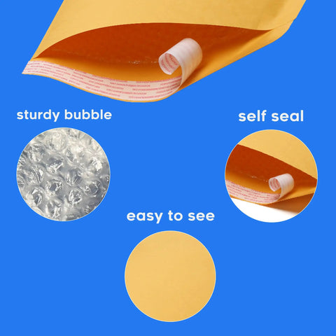 14.5 X 20 Inch Kraft Bubble Mailers Pack Of 50 Self Sealing Padded Envelopes with bubble cushioning and self-seal strip