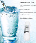10 Inch Universal Water Purifier Filter Replacement with PP Cotton, dual pack next to a filled glass