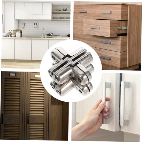 Operitacx hidden cabinet door hinges, 2 pcs, zinc alloy, heavy-duty for wardrobes and folding tables