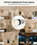 Eclatune 3 Inch LED Recessed Lighting with Junction Box LED Downlight in various room setups including kitchen, living room, and bathroom.