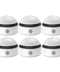 Top Shelf Smoke Detectors And Emergency Fire Alarms Built For Instant Photoelectric Monitoring, six pack white design.