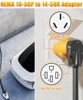 Nema 10 To 14 Power Adapter 50 Amp Plug Converter For Dryers Welders Generators And Rvs, showing male and female plugs connected.