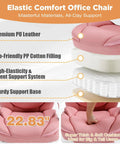 Comfy Reclining Office Chair With Footrest For Women, Wide Seat Big Tall Ergonomic Gaming Desk Chair, Inner Cushion Layers, Pink