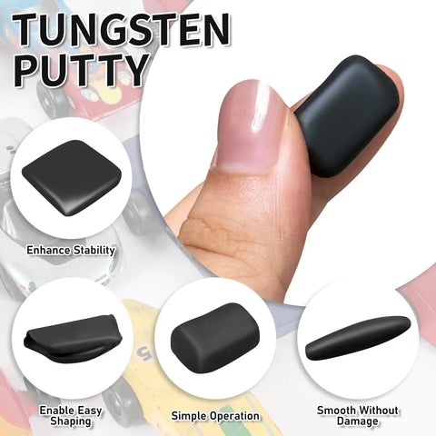 Close-up of tungsten putty from Pinewood Derby Weights Kit 5Oz With Tungsten Putty And 12 Derby Weights Plus Graphite Lubricant Powder.