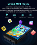 All In One Portable MP3 Player With Bluetooth And Wi Fi 144GB Music Player screen showing app icons and specs