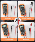 High Sensitivity Digital Multimeter Tester For AC DC Voltage And Current Resistance Diodes Continuity NCV Circuit Checker, tests shown