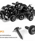 Premium 120 Piece Bumper And Fender Retainer Clip Kit With Splash Shield Wheelwell Screws That Works Like A Champ For Honda And Acura Civic And Accord Repairs, 30 metal splash shield screws.