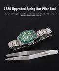 7825 Spring Bar Tweezers And Plier For Watch Band Removal, Pro Grade Watchmaker Tool With Precision Grip, Durable Black Finish