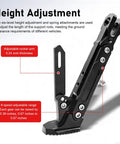 Adjustable Aluminum Triangle Motorcycle Kickstand with height adjustment feature, heavy-duty black aluminum side stand for bikes.