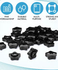 Black Plastic Head Through Knob Set With Brass Insert 3/8-16 Female Thread Star Nut Style Clamping Knobs 30 Pcs For Heavy Duty Fastening Easy DIY Assembly And Secure Bolt Clamps, black star knobs