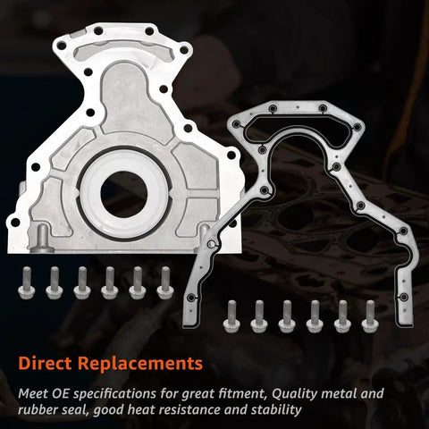 Beefed-Up Rear Main Seal Cover And Gasket Bolts Kit For GM LS V8 Engines 4.8L 5.3L 5.7L 6.0L 6.2L 1997 To 2013 Replace 12639250 12633579 635-518 Fits Chevy GMC And Cadillac, cast aluminum cover, gasket, bolts