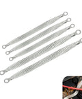 Badass Heavy Duty Flexible Braided Copper Engine Grounding Straps Five Pack, silver braided cables with crimped terminals.