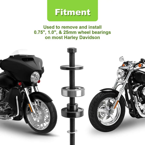 Pro Grade Heavy Duty Wheel Bearing Puller Kit For Harley Twin Cam And Sportster Bikes 0.75 1.0 And 25mm Bearings Removal