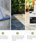 Hella Tough Semi Gloss Stone Sealer For Natural Stone Pavers Tile And Concrete with application steps shown for effective use.