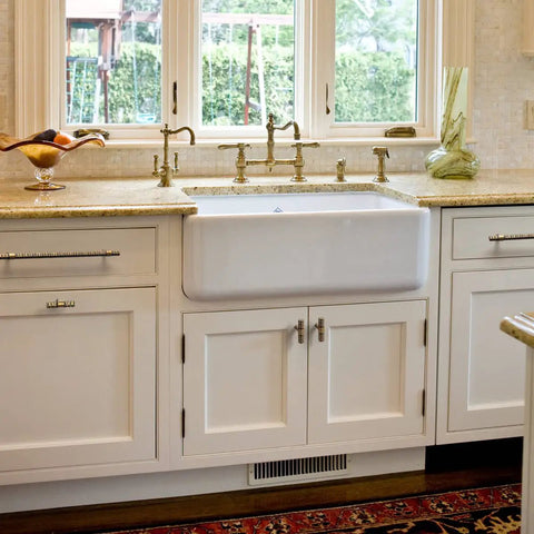 Kitchen with sink and cabinets featuring Antique Brass T Bar Cabinet Pulls 7.56 Inch Center Knurled Zinc Alloy Handles 6 Pack