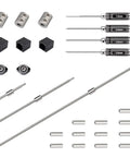 1204 Ball Screw Upgrade Kit for 3060-Evo Max CNC Router components including screws, couplers, and tools for precision and rigidity.