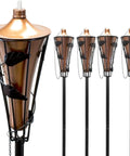 Outdoor Metal Patio Torches Set Ideal For Deck Patio Backyard Outdoor Parties And Weddings Includes Fiberglass Wick And Snuffer Cap 4 Pack Long Lasting Five Hour Flame With Citronella Oil Not Included