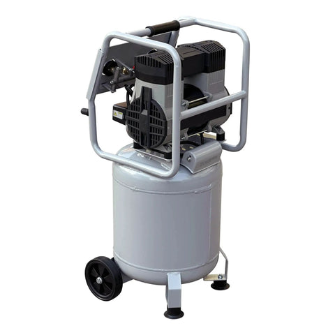 Heavy Hitter 2.0 HP Oil Free Air Compressor With 10 Gallon Steel Tank and Rolling Wheels, front view showing motor and tank.