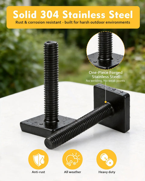 T Slot Bolts For Roof Rack Cross Bars And T Track Adapters displayed on a platform, showing solid 304 stainless steel finish.