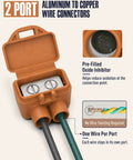 Heavy Duty Two Port Wire Connectors Aluminum And Copper Screw Terminal Pre Filled With Oxide Inhibitor showing two ports and wire connections.